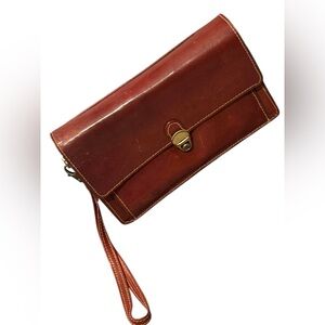 Vintage Canadian Brown Leather Clutch with Wrist Strap All in 1 Mens or womens